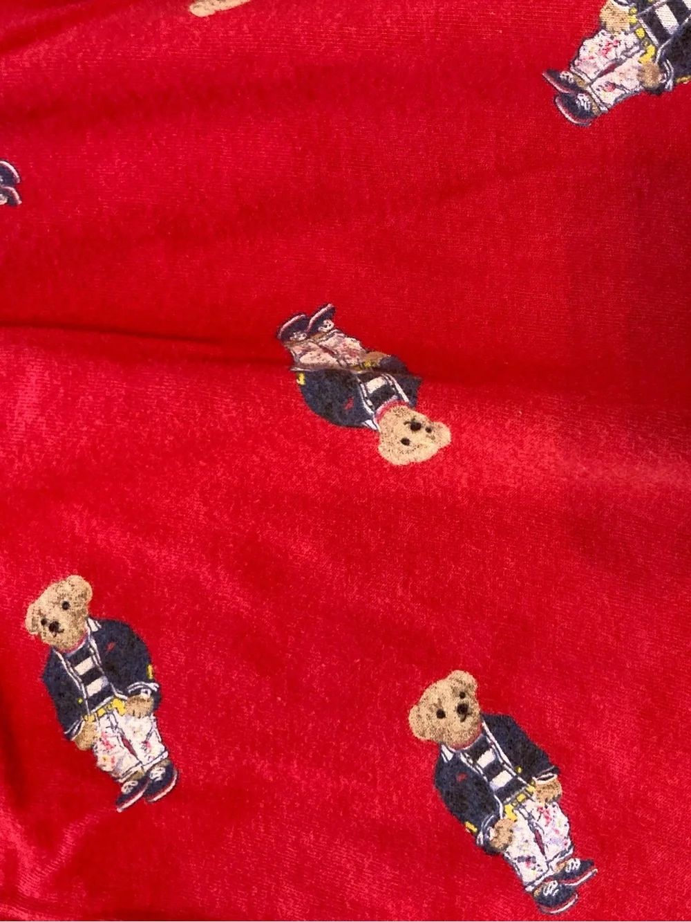 Polo Ralph Lauren Red Jersey Pajama Sleep Shorts w/ All Over Polo Bears M